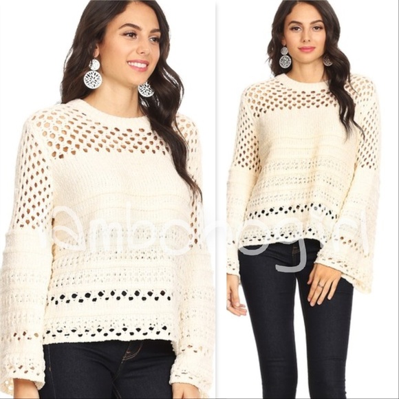 Sweaters - CHENILLE SWEATER - CREAM